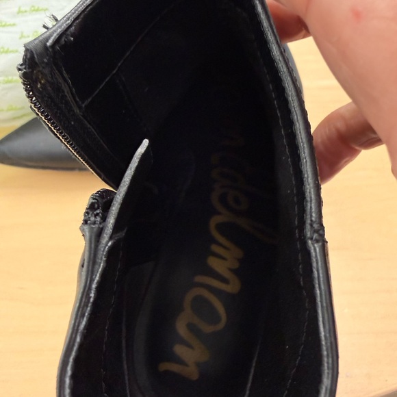 Sam Edelman Black Heeled Leather Boots with Silver Zipper Size 7.5 EUC - Picture 7 of 11